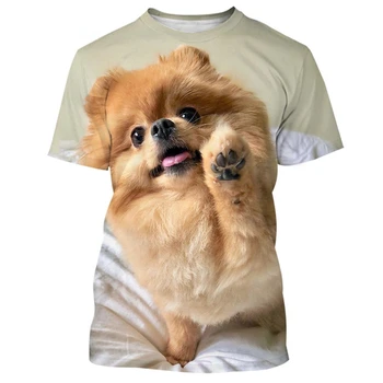 2022 Новая летняя горячая распродажа, Милые и забавные Мужские и женские футболки с 3D-печатью для собак и шпицев высокого качества, топы
