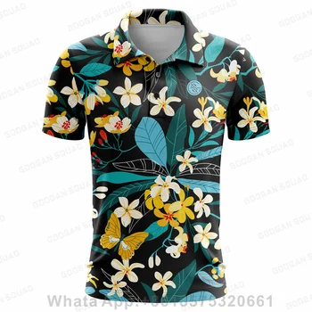2023 Новая рубашка поло для мальчиков с принтом, Летняя повседневная одежда с коротким рукавом, воротник-поло на пуговицах, Дышащая спортивная одежда
