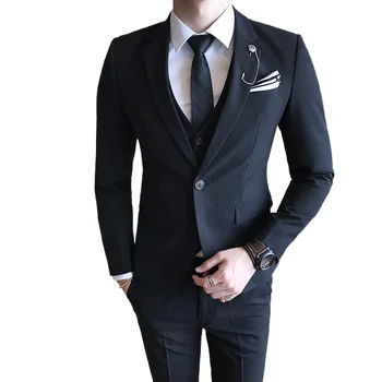 2023 Новое деловое платье джентльмена британо-корейской версии, облегающий модный повседневный молодежный костюм S-4XL, мужской костюм