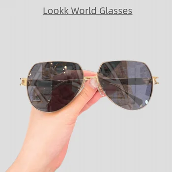 2023 Новые солнцезащитные очки в металлической оправе с тиснением для женщин и мужчин UV400 Модные Ретро Солнцезащитные очки для пилотов на открытом воздухе Oculos Gafas De Sol
