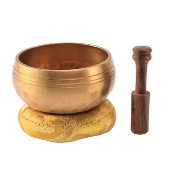 3,2-Дюймовая Тибетская Поющая Чаша для дзен-медитации, Чаши для Йоги, деревянной палочки, подушки