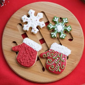 3 шт./компл. 3D Рождественские перчатки Формочка для печенья из нержавеющей стали, форма для тиснения бисквита, аксессуары для выпечки тортов, кухонные инструменты