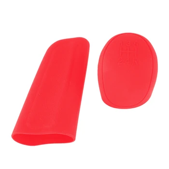 5-ступенчатая красная силиконовая крышка ручки переключения передач, защитный кожух ручного тормоза, подходит для универсального автомобиля