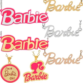7 Стилей, ожерелье с надписью из фильма о Барби для вечеринки для женщин, Розовое ожерелье принцессы из мультфильма Аниме, модные украшения, ювелирные аксессуары