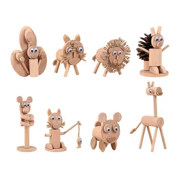 DIY Деревянная игрушка-животное Дошкольный детский сад 3D Деревянная развивающая игрушка-головоломка Поделки из дерева для детей Подарки для мальчиков и девочек