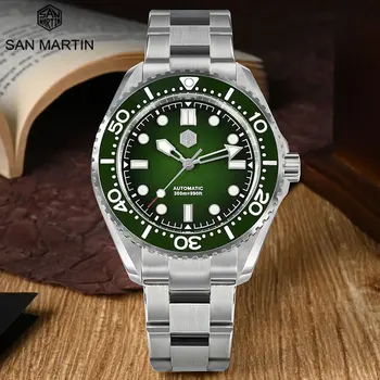 San Martin Роскошные классические мужские часы для дайверов Винтажный градиентный циферблат NH35 Автоматические механические наручные часы 30 Бар Водонепроницаемый сапфировый