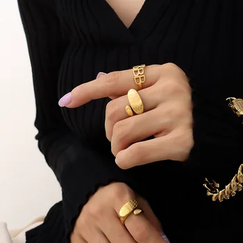 SDA Титановая сталь Геометрической неправильной формы Золотого цвета Мужские и женские кольца Индивидуальные крутые ювелирные изделия