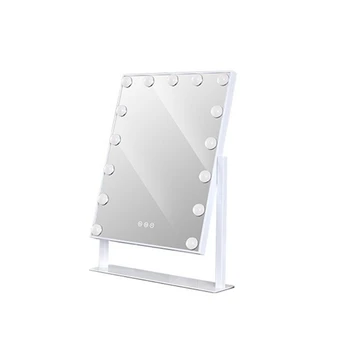 US Plug LED Live Mirror 15 ламп, Стоящее Складное зеркало для туалетного столика, Компактное Косметическое зеркало с сенсорным затемнителем