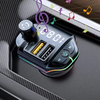 Автомобильный FM-передатчик Blue Tooth 5.0 с Двойным USB-разъемом, Совместимый с Аудиовыключением Blue Tooth U Disk, Подходит Для всех легковых автомобилей, Внедорожников и Грузовиков