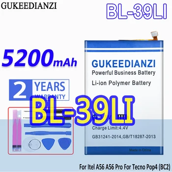 Аккумулятор GUKEEDIANZI большой емкости BL-39LI BL39LI 5200 мАч Для Tecno Pop 4 Pop4 (BC2) Для аккумуляторов Itel A56 Pro A56Pro