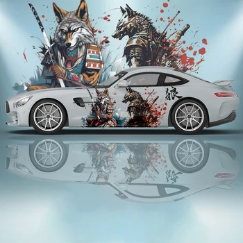 аксессуары для автомобильных наклеек samurai wolf универсальные окрашенные модифицированные наклейки для гоночных автомобилей, боковые наклейки с графической болью для автомобиля