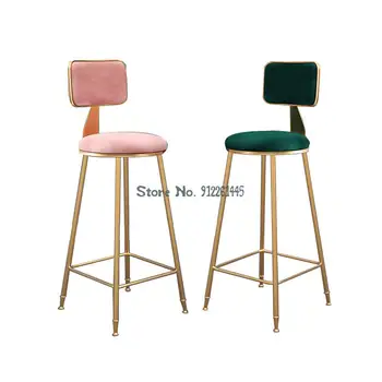 Барный стул из скандинавского железа, современный простой обеденный стул со спинкой, высокий табурет, стул для кафе, барный стул