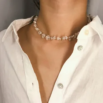 Белое Металлическое Многослойное ожерелье, женские Прозрачные Бирюзовые ожерелья и подвески