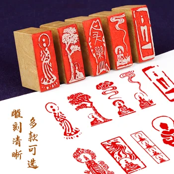 Винтажная каменная фигура Будды Шен Му, печать Будды, древний стиль, китайская каллиграфия кистью, марки для рисования, 40x15 мм