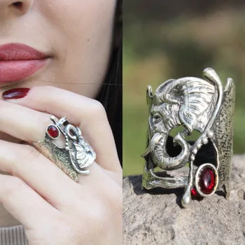 Винтажное серебряное кольцо со слоном ручной работы для женщин, эффектный дизайн для девочек, кольца на палец, Очаровательные женские украшения, подарки для вечеринок