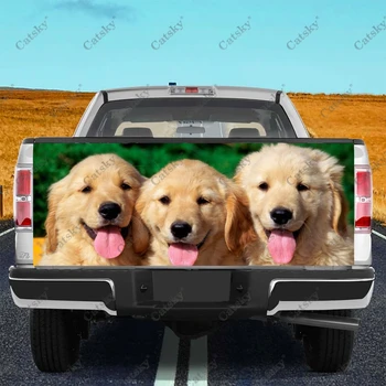 Вырезанная коричневая собака, семья любителей, автомобильная наклейка для защиты хвоста багажника, наклейка на капот автомобиля, наклейка для украшения автомобиля для внедорожника-пикапа