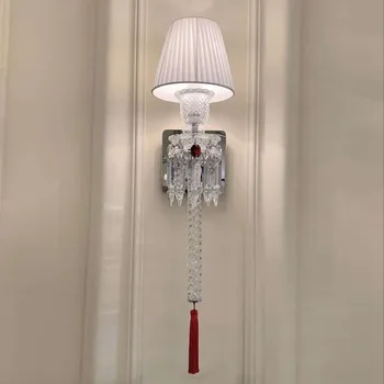 Высокий хрустальный настенный светильник в европейском стиле, светодиодное внутреннее бра для гостиной отеля, лестницы, прохода, спальни, длинного настенного светильника