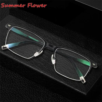 Высококачественные Мужские оптические очки в оправе из чистого титана с наполовину покрытыми инеем женскими очками гибкого дизайна