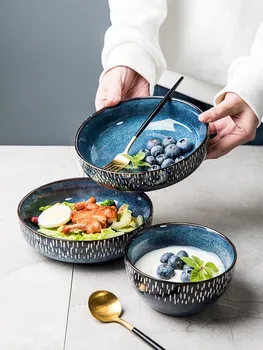Глазурованная керамическая посуда для духовки в скандинавском стиле, ложка, миска для риса, чашка, овощной суп на ужин