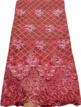 Горячая распродажа Африканской Кружевной ткани 2023, Высококачественное Тюлевое Кружевное Платье Для Женщин, Кружевная сетка с вышивкой бисером, Французская Кружевная ткань ELL3278
