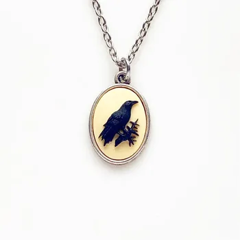 Готическое 3D ожерелье с камеей в виде Ворона, викторианский стиль Аллана По, Модные украшения в виде птицы-вороны, подарок для нее