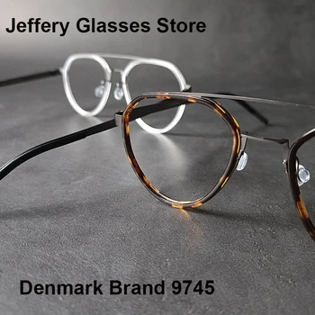 Датский бренд, Оправа из чистого титана, Мужские И женские Модные Пилотные Двухлучевые Сверхлегкие Оптические очки 9745, Очки для чтения