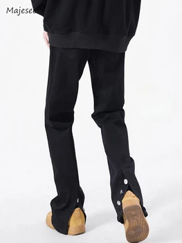Джинсы Мужские прямые, тонкие, модные, однотонные, весна-осень, универсальные, простые мужские брюки в американском стиле, повседневные Harujuku