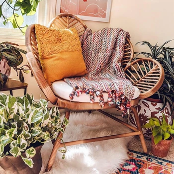Диван-кресло в форме цветка, Повседневный ротанговый стул, простой Ретро Ротанговый шезлонг, Плетеная мебель для гостиной Sillas Muebles De Salon