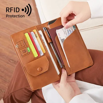 Женская длинная сумка для паспорта с функцией RFID Корейской версии, вместительный мобильный кошелек, многофункциональная дорожная сумка для переноски, держатель для удостоверения личности, роскошь