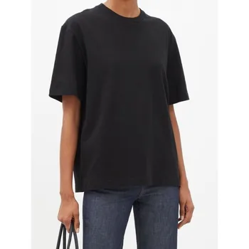 Женская футболка в минималистичном стиле с круглым вырезом и короткими рукавами, свободные повседневные хлопковые топы