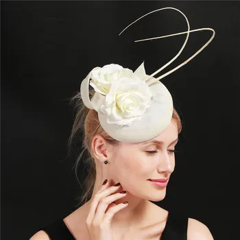 Женские заколки для волос с бежевыми перьями-чародейками, летняя фетровая шляпа-пиллбокс для официальной вечеринки, элегантные женские головные уборы в новом стиле