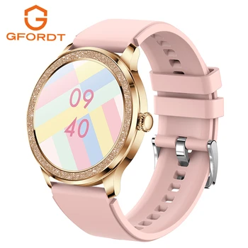 Женские умные часы GFORDT с функцией Bluetooth, информацией о частоте сердечных сокращений, музыкальным управлением, женским умным браслетом, спортивными часами для женщин