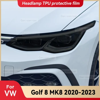 Защитная пленка для автомобильных фар, крышка передней фары, дымчато-черная пленка TPU, Аксессуары для Volkswagen VW GOLF 8 MK8 2020-2023