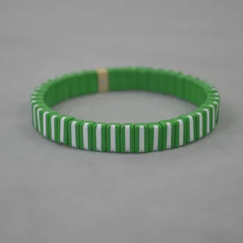 Зеленая полоса, эмаль, эластичный браслет