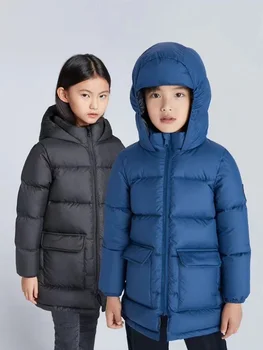 Зимний пуховик для мальчиков, детская длинная куртка с капюшоном от 3 до 12 лет