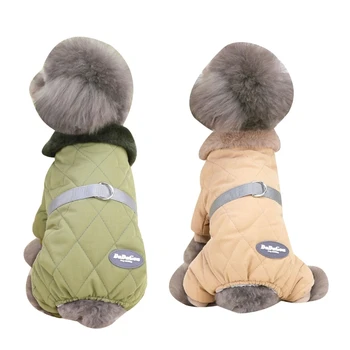 Зимняя теплая одежда для собак в холодную погоду, толстые комбинезоны для домашних собак, Ветрозащитный комбинезон для щенков с тяговым крючком, куртки для домашних животных