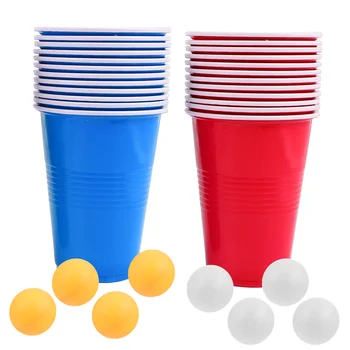 Игра в понг на вечеринке, красные очки, теннисные мячи, стаканчики для пивных напитков, пластиковые настольные игры для всей семьи