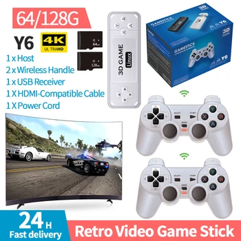 Игровая консоль Y6 в стиле ретро с двумя беспроводными контроллерами 2.4G Беспроводная игровая консоль в стиле ретро, встроенная в 10000 + игр для телевидения