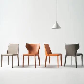 Итальянское минималистичное седло Дизайнерское Кожаное кухонное кресло для переговоров в гостиничном офисе, Кожаное обеденное кресло 2023 года выпуска