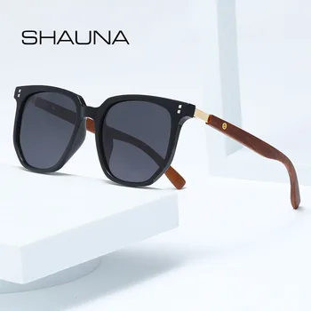 Квадратные солнцезащитные очки SHAUNA Retro Nails модных оттенков с зернистостью дерева UV400