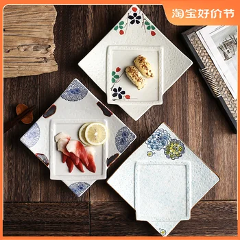Керамическая тарелка в форме суши, Тарелка для Сашими, Неправильная Тарелка, Тарелка для закусок, Квадратное блюдо, Тарелка для стейка