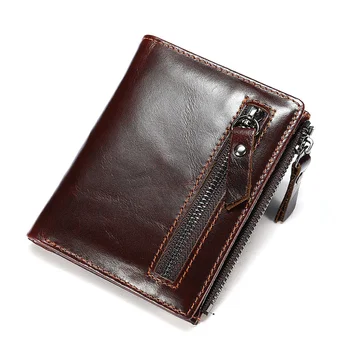 Кожаный мужской кошелек кошелек из натуральной кожи для монет для держателя кредитной карты тонкий подарок на молнии для денег мужской