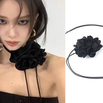 Колье-чокер с цветком Сладкой розы, винтажная шейная цепочка, модное ожерелье-ошейник T8DE