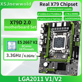 Комплект материнской платы X79D2.0 с процессором E5 2667V2 С поддержкой DDR3 Dual Channels LGA2011 NVME M.2 SATA 3.0 Xeon Kit