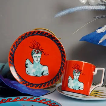 Креативная Керамическая Десертная Тарелка С рисунком Морского Бога Посуда Фарфоровые Тарелки Кружки