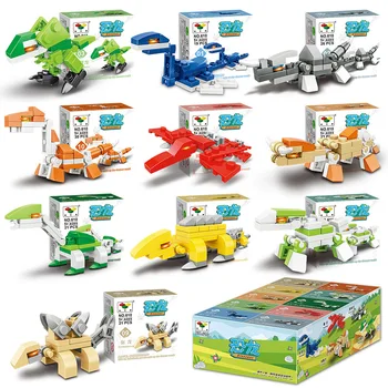 Креативность Мини динозавр Строительные блоки животные 10 В 1 Кирпичи головоломка собранная модель Moc Рождественские игрушки для мальчиков