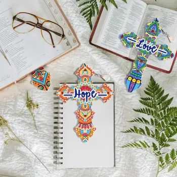 Крестообразная алмазная закладка, набор сверкающих алмазных закладок для рисования с подвеской в форме для разметки домашней школьной страницы, сделай сам
