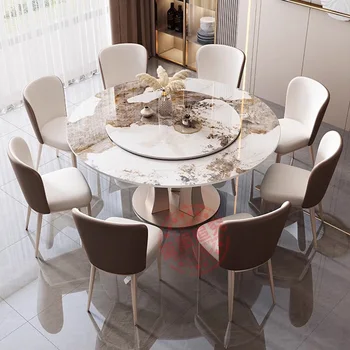 Круглый Мраморный Обеденный стол, кухня в скандинавском роскошном стиле, Современный обеденный стол, экономящий пространство, Дизайнерская мебель для дома Mesas De Comedor