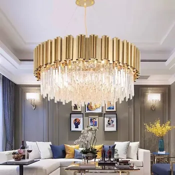 Легкая роскошная хрустальная люстра в гостиной, простая атмосфера в стиле постмодерн, лампы для столовой в главной спальне и фонари в целом