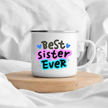 Лучшие идеи для маленьких подарков сестре, милая кофейная кружка, подарки для сестры, декор для кемпинга, Эмалированная кружка для кемпинга, подарки на день рождения для сестры